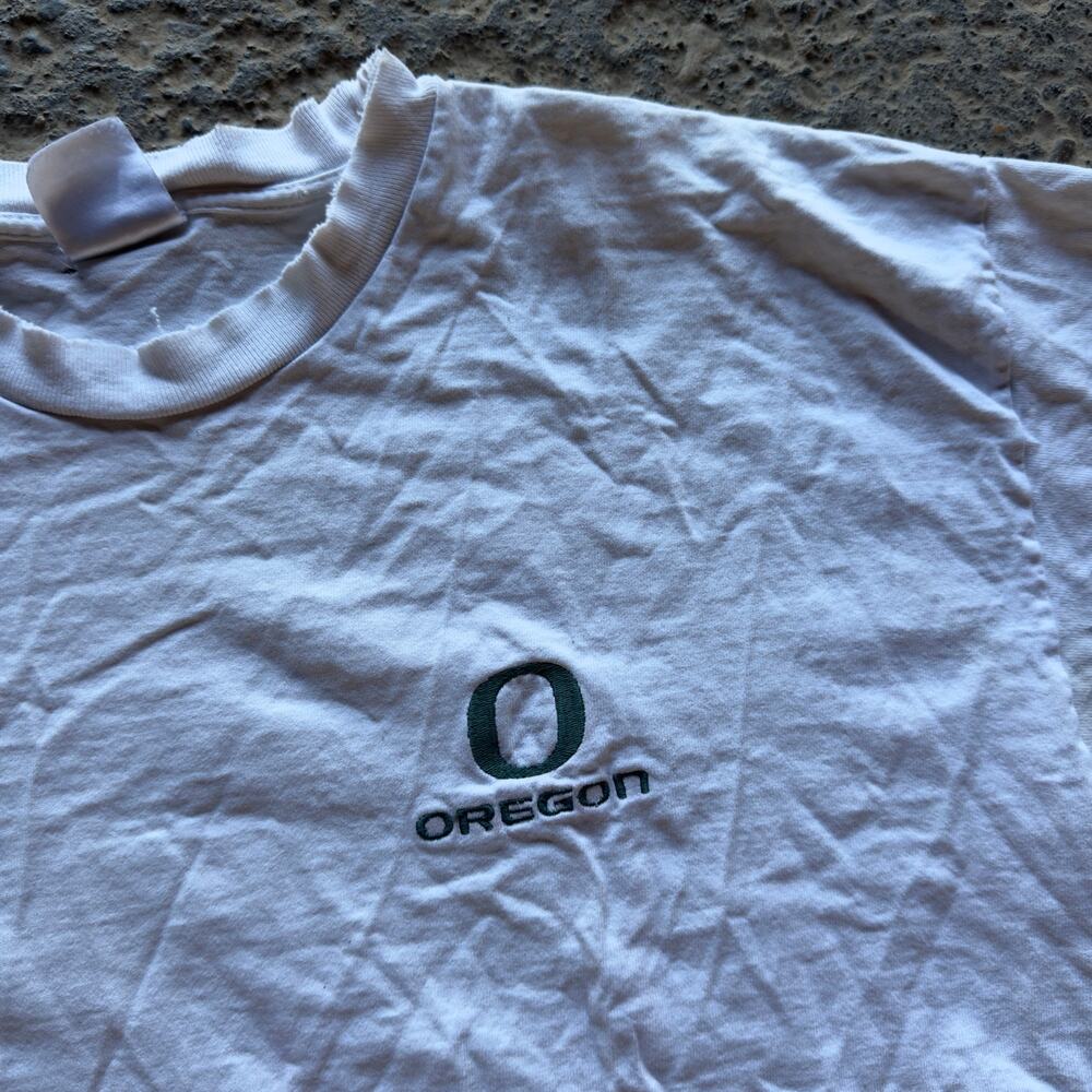Vintage 90s University of Oregon Ducks Shirt White Tee Single Stitch Men's XL